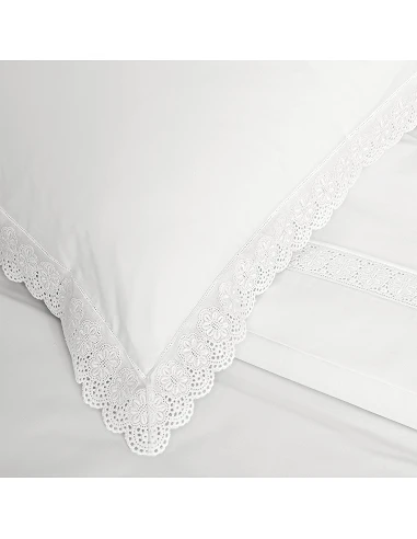 Roupa de cama Bordada -  Jogo de lençóis percal branco 200 fios