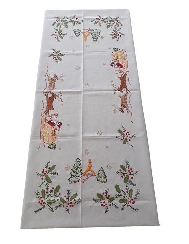 175x275 cm Mantel de lino Bordado A Mano - Mantel bordado Creative Navidad / Natal