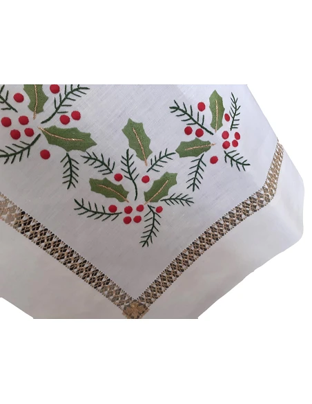 175x275 cm Toalha de mesa de linho bordada a mão -  bordados da lixa - Creative Navidad / Natal