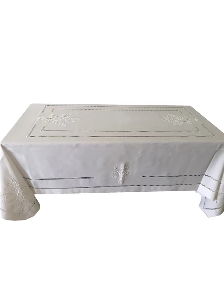 175x275 cm Toalha de mesa de linho bordada a mão - bordados da lixa - Toalha Creative Bouquet