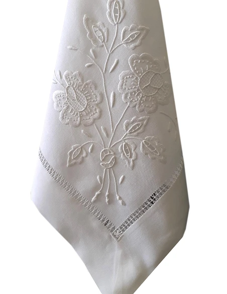 175x275 cm Mantel de lino Bordado A Mano - Mantel bordado Creative Bouquet