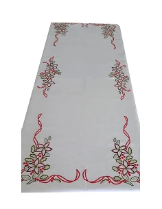 190x350 cm Mantel de lino Bordado A Mano - Mantel bordado Creative Azevinho / Acebo