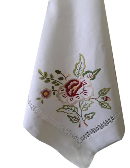 175x275 cm Toalha de mesa de linho bordada a mão - bordados da lixa - Toalha Creative Floral II