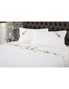 Jogo de Lencóis 240x290 cm bordado a mão - 7 cores à escolha