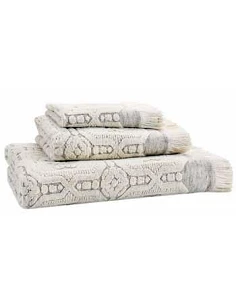 Jogo toalhas de banho jacquard com franjas - 550 gr/m2 - 83% algodão  / 13% linho