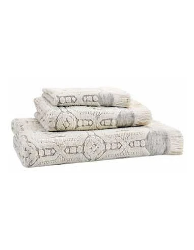 Jogo toalhas de banho jacquard com franjas - 550 gr/m2 - 83% algodão  / 13% linho
