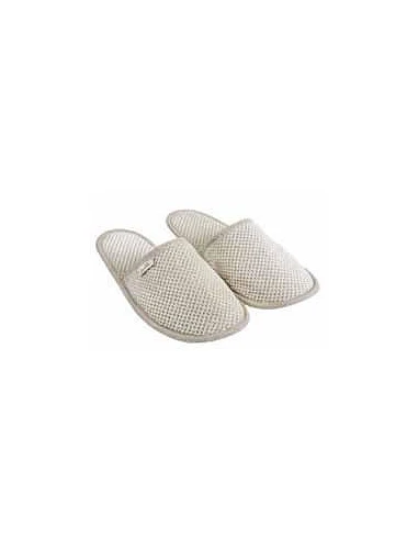 Zapatillas de baño jacquard velour con lino - 83% algodón / 17% lino