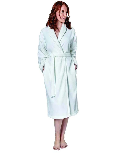 Roupão branco com gola clássico em veludo- robe 100% algodão