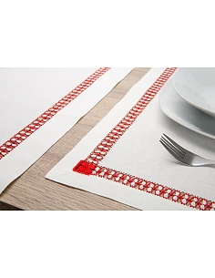 Mantel individual de lino + servilleta de lino - Bordado A Mano