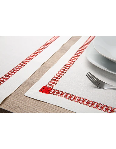 Mantel individual de lino + servilleta de lino - Bordado A Mano