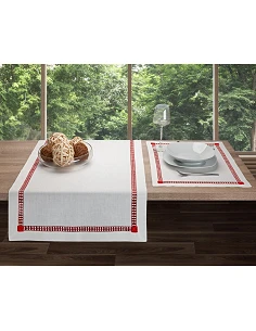 50x150 cm- Camino de mesa 100% lino - Bordado A Mano