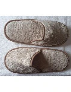 Zapatillas de baño en algodón peinado orgánico extra suave color taupe - Portugal Natura
