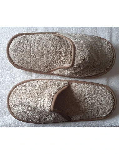 Zapatillas de baño en algodón peinado orgánico extra suave color taupe - Portugal Natura