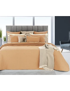 JOGO SACO CAMA  TEXTURA FAVO - COR MOSTARDA