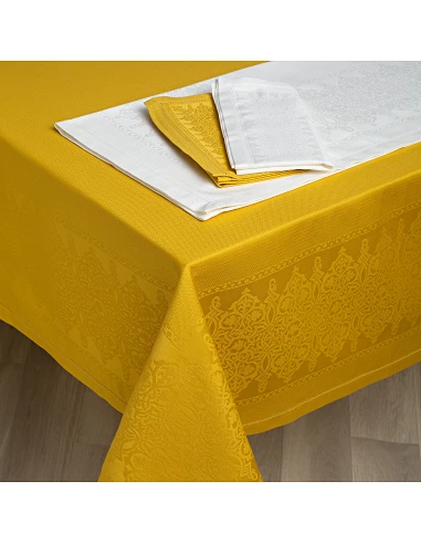 Toalhas de mesa rectangulares em damasco com ajour  100% algodão - Fateba
