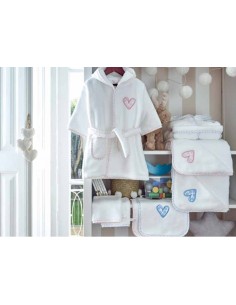 Capa de baño de bebe 85x85 cm - Toalla capucha bebe corazones rosa, azul