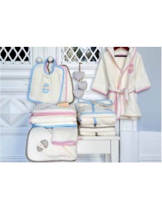 Capa de baño de bebé 85x85 cm - Toalla capucha bebé bordada azul, rosa, beige