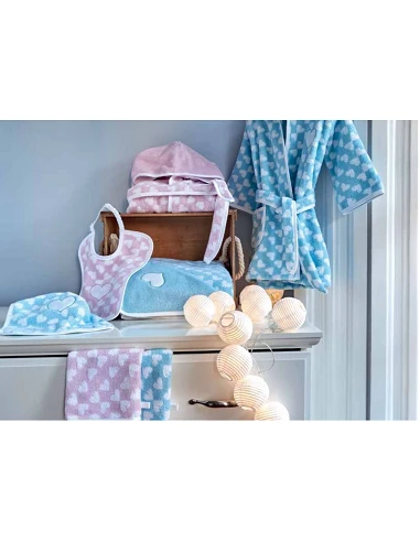 Roupões de banho para bebé corações cor rosa ou azul