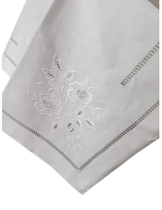 180x350 Toalha de mesa de linho bordada a mão - bordados da lixa 2