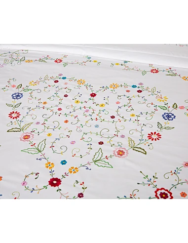 Capa P/ Edredão bordada a mão - Tecido 100% algodão percal branco