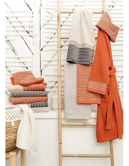 Albornoz baño con capucha 100% algodón 360 gr./m2 ETHNIC  Lasa Home