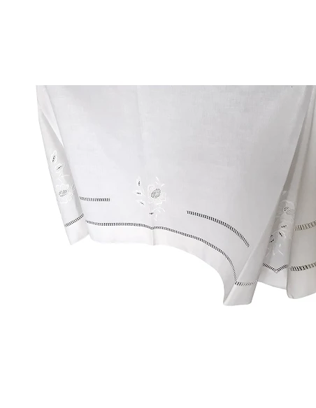 180x350 Toalha de mesa de linho bordada a mão - bordados da lixa