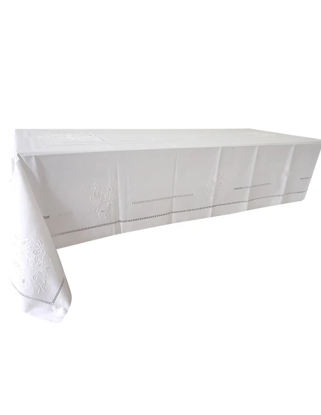 180x350 Mantel de lino Bordado A Mano - Mantel bordado con hilo / Creative Ramo C/  Crivo